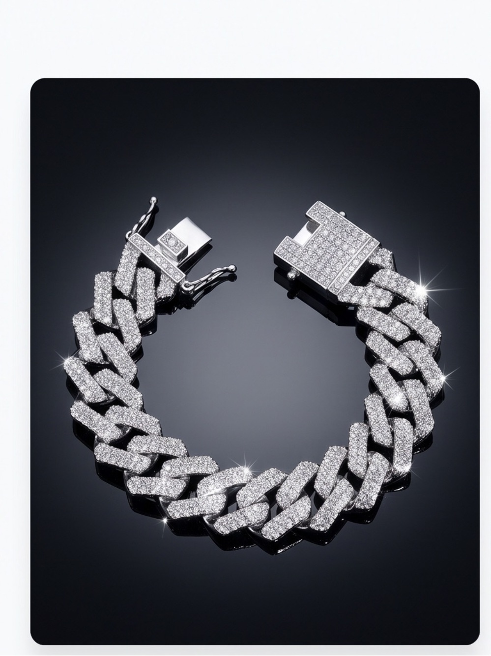 INVICTA ELEMENTS MEN'S ICED OUT CUBAN CHAIN
BRACELET - SILVER